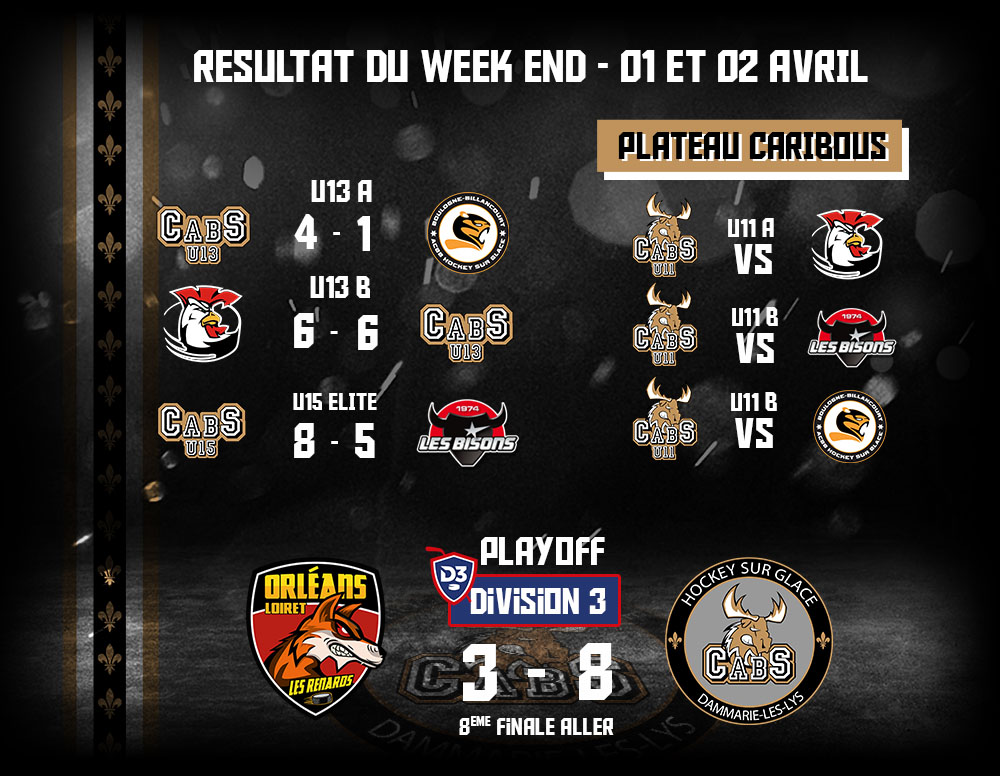 resultats week end 01 avril caribous de seine et marne